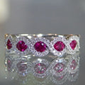  Bague alliance 5 zircons fuchsia halo pavé blanc plaquée argent — Jewelry by Kitana
