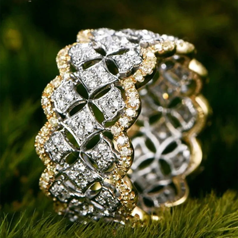 Bague large dentelle vintage finition argentée et dorée bicolore — Jewelry by Kitana