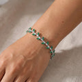 Bracelet Argenté en Acier inoxydable feuillages verts Brillant